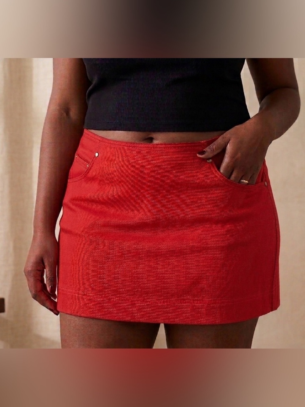 Urban Outfitters Ashley Coral Orange Pelmit Knit Fitted Mini Skirt Large